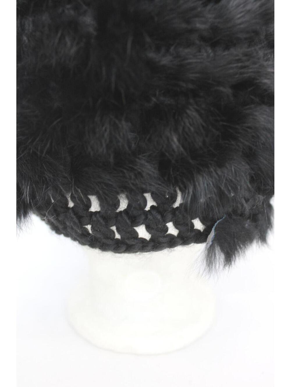 Scrap Item: Black Rabbit Fur Knitted Hat Arts & Crafts - Picture 4 of 6